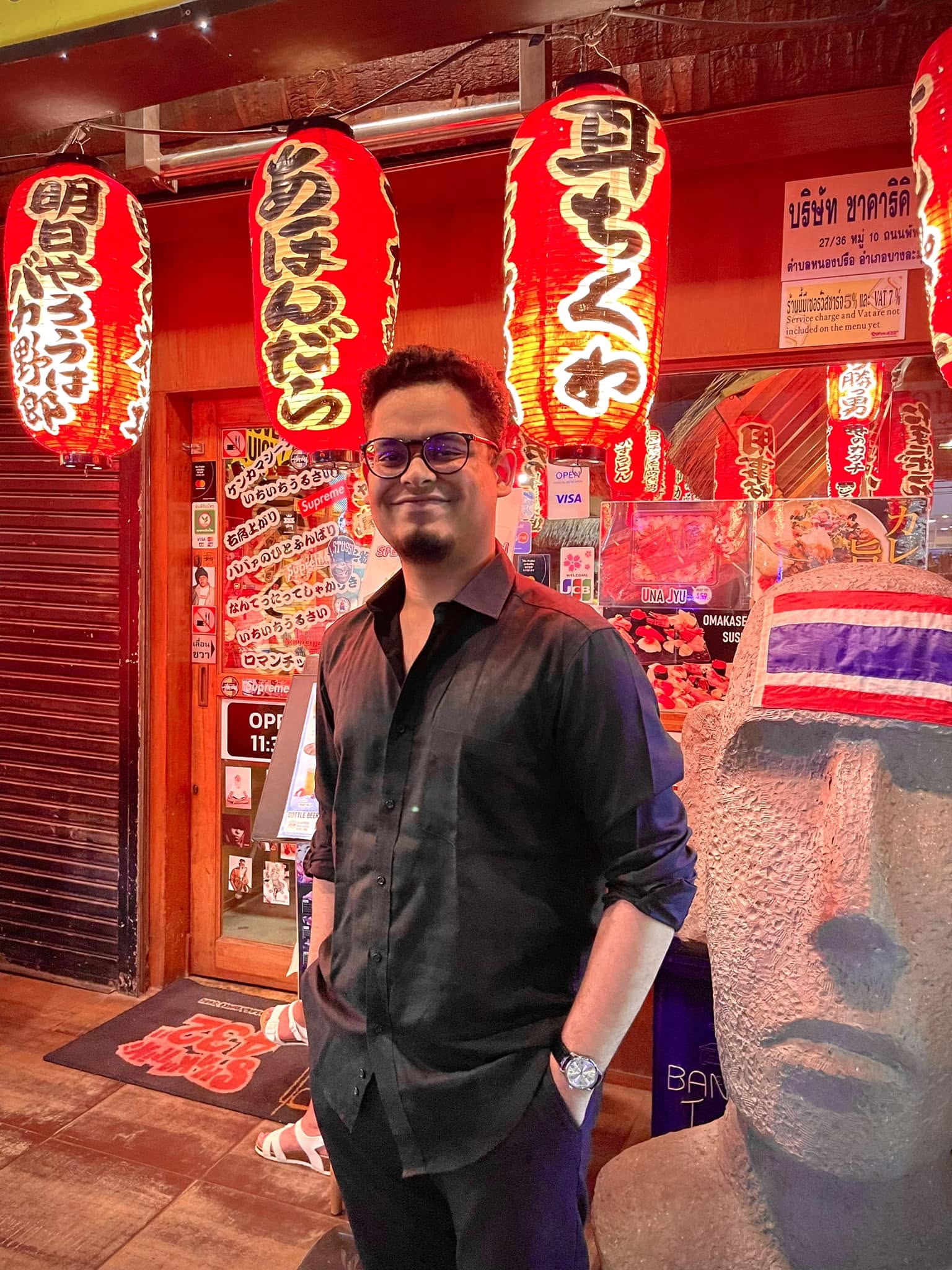 Rifat enjoying a colorful evening in the city